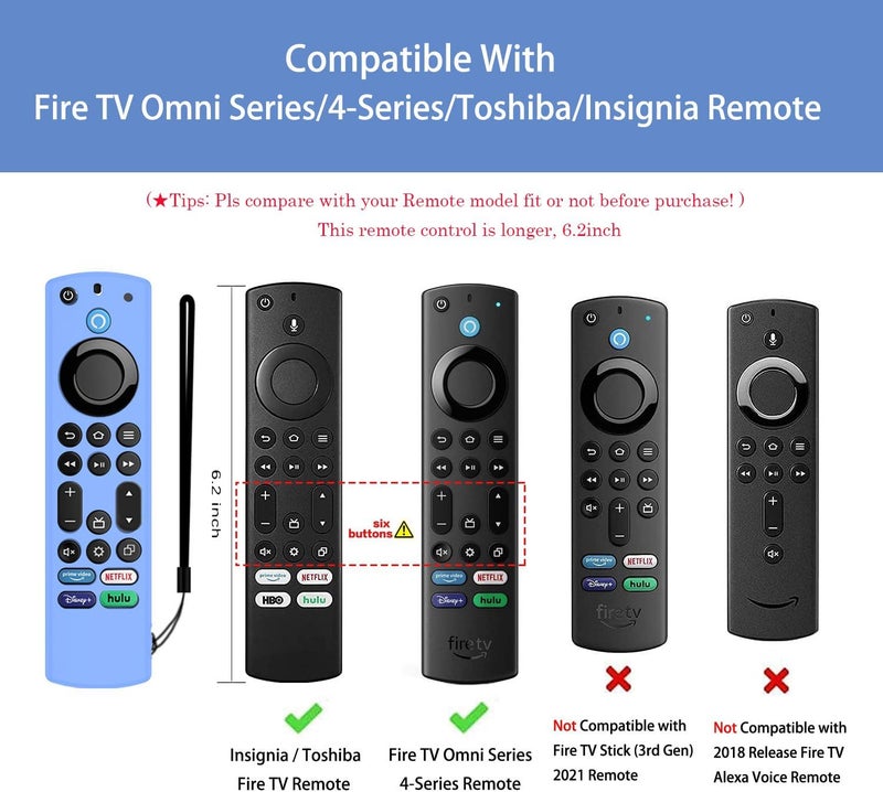 FiiMan Voice Remote Cover, Silicone Remote Case Compatible with Insignia Firetv Omni Series or TV 4-Series, Lightweight Anti Slip Shockproof Remote Cover Case with Lanyard (Blue Glow) - Image 1